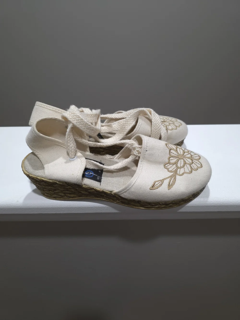 Vintage 70s/80s Abril Paris New York Canvas Espadrille Sandals Women's Size 6